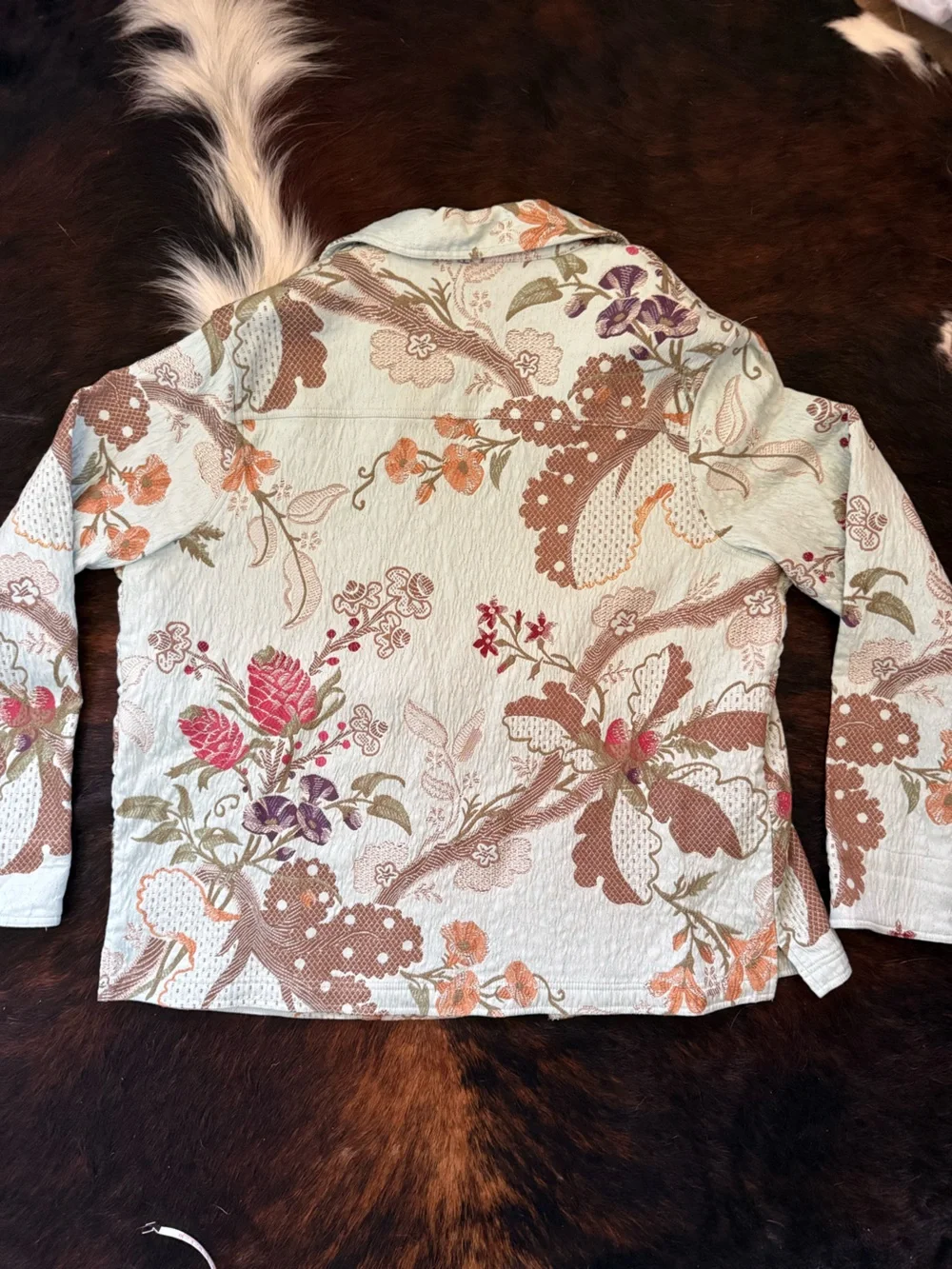 Vintage Coldwater Creek Floral Lightweight Quilted Open-Front Jacket Size L/XL